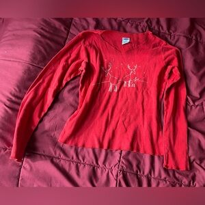 Old Navy Long Sleeve Reindeer Christmas Pajama Top